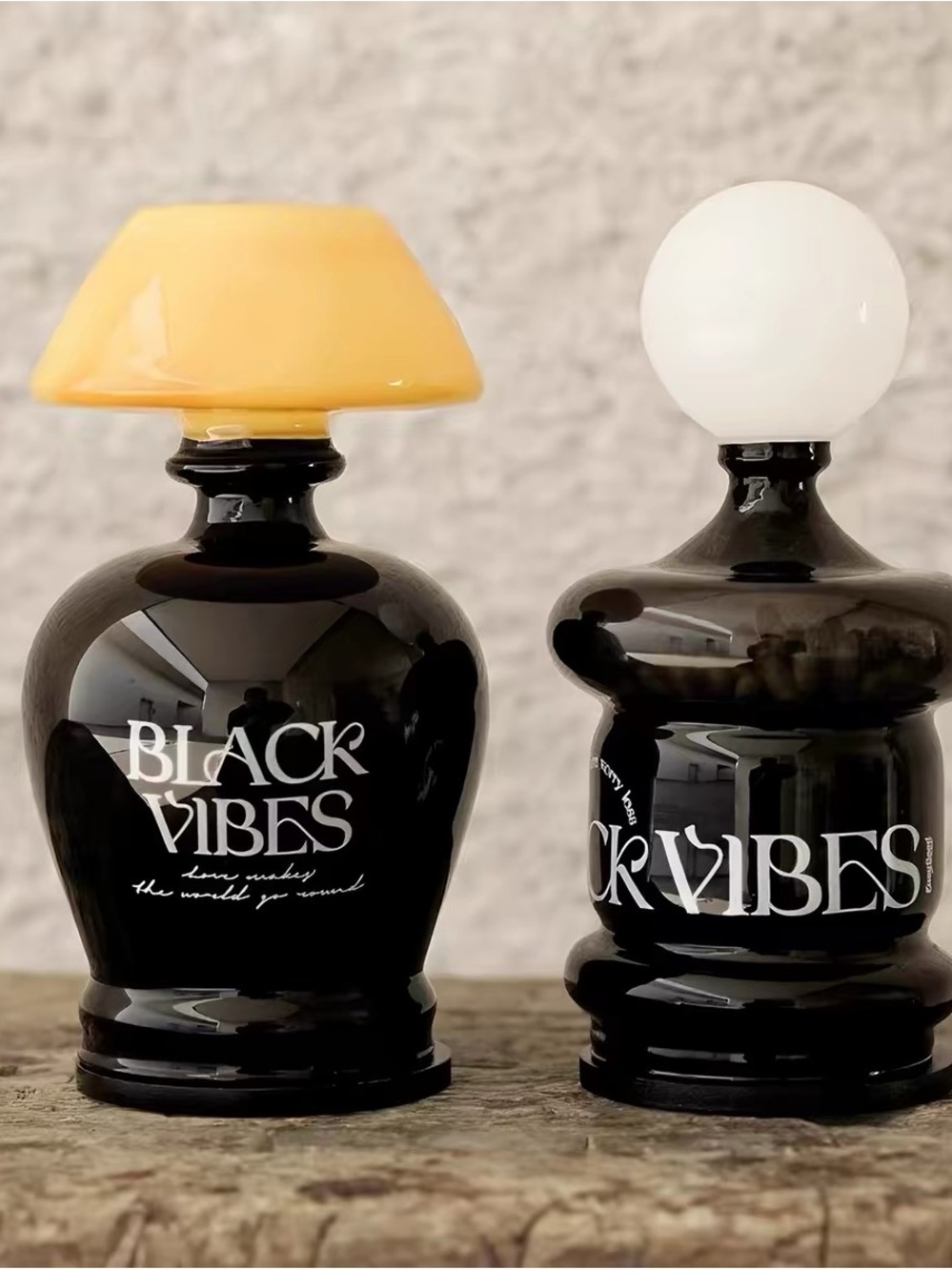 Black Glass Cotton Swab & Toothpick Holder Set | Bathroom Vanity Storage